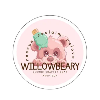 Willowbeary — Hand drawn pink teddy-bear with a mint ice cream cone melting on its head